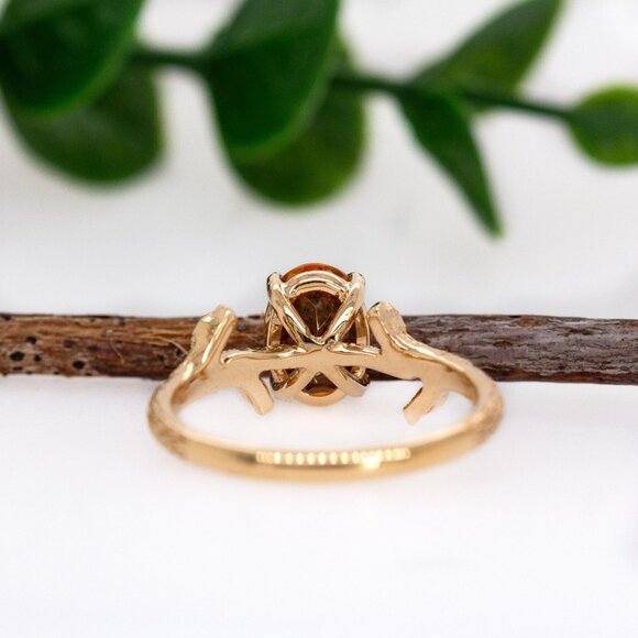 1.1cts Citrine Ring in 14K Solid Gold with Natural Diamond Accents - Picture 7 of 8